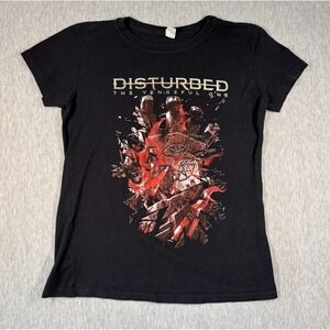 Disturbed The Vengeful One Shirt Women's Large Black Graphic Band Tee Metal Rock